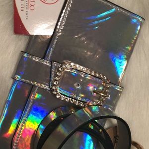 Silver reflective envelope hipster purse